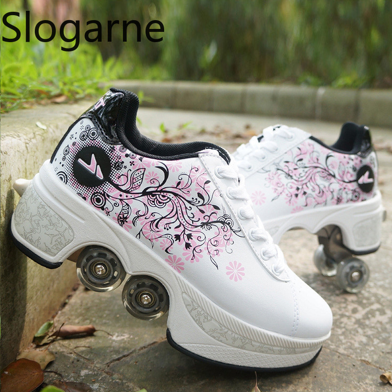 Women Shoes Size - Women 4 Wheels Deformation Roller Skates