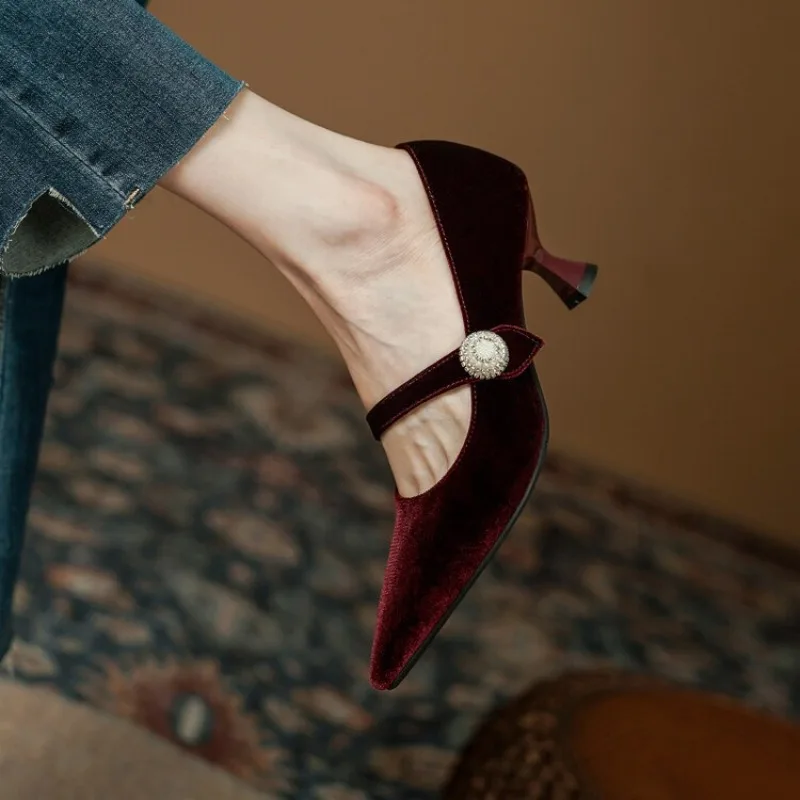 Wine Red Pointed Toe Mary Jane - огляд і ціна Women Shoes Size