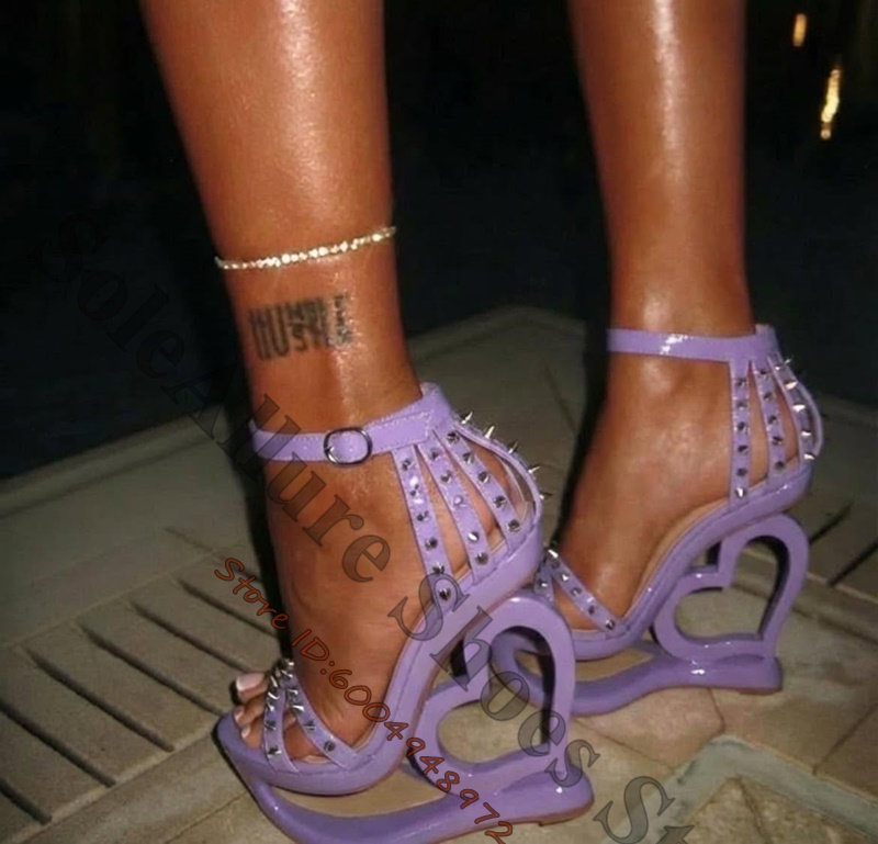 Hot Pink Spike Stud Caged Hear - огляд і ціна Peep Toe Heels