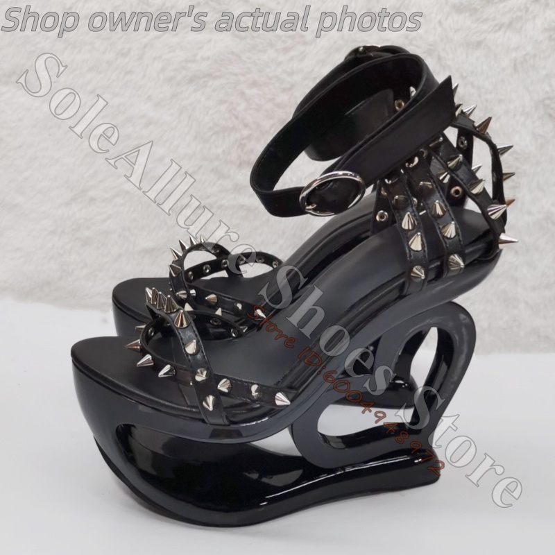Hot Pink Spike Stud Caged Hear - огляд і ціна Peep Toe Heels