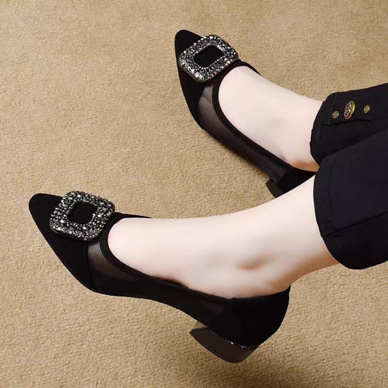 Elegant Pointed Toe Mesh Block - огляд і ціна Women Shoes Size